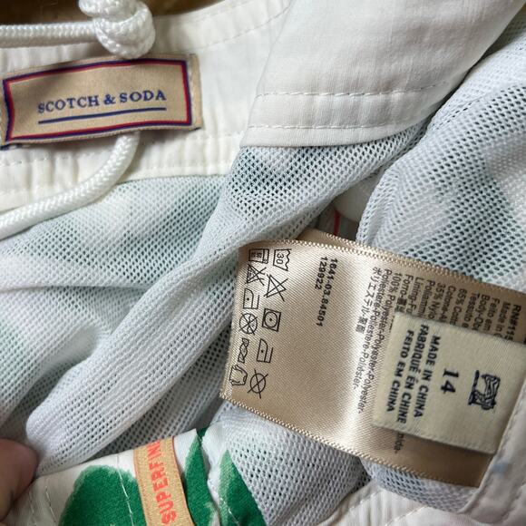 NWT Scotch & Soda Green and Blue Stripe Men Swim Bottoms Size 14 - Picture 2 of 9